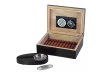 Humidor 30 szál szivar részére, fekete cédrusfa szivar tároló doboz, pá